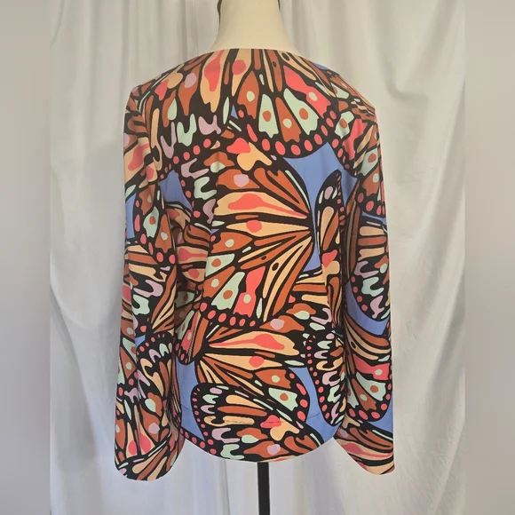Crosby By Mollie Burch Colorful Butterfly Print Blouse Size S - Picture 3 of 10